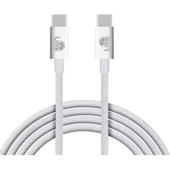 Lime Successories Lime USB-C Type C To USB-C Type C 4A ��������-Data Durable Braided 1m LBCC01 68W White BULK