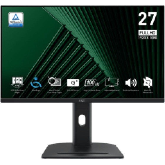 MSI Monitor Pro MP275PG, Flat Ips FHD, 27'', 16:9, 300 CD/M2, 1000:1, 1MS, 100Hz, 1920x1080, HDMI/ DP/ VGA/ Hp OUT, 2X2W SPEAKERS, TILT, SWIVEL, PIVOT, HAS, BLACK, 2YW. - (9S6-3PC39M-053)