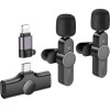 Borofone - (2 pack) Wireless Lavalier Microphones Trophy (BFK12) - 2.4Ghz, Type-C, Lightning, 70mAh - Black