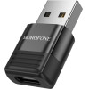 Borofone - Adapter - USB2.0 Male To Type-C Female, Data Transmission, Otg Function, Fast Charge Up To 3A - Black - (BV18)