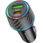 Borofone - Car Charger Brilliant (BZ21) - USB, Type-C, Fast Charge, Dual Port, PD30W, QC3.0, 48W, Built-In Led - Black