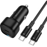 Borofone - Car Charger Cloud (BZ34A) - Type-C Cable Included, Single Port Type-C, PD20W, ABS, For Dc 12-24V - Black