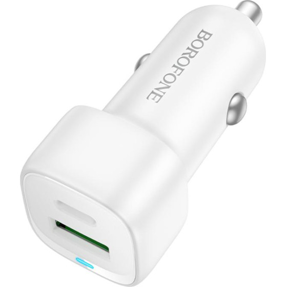 Borofone - Car Charger Cloud (BZ34B) - Type-C, USB, PD20W, QC3.0, Dual Port, 38W, Abs - White