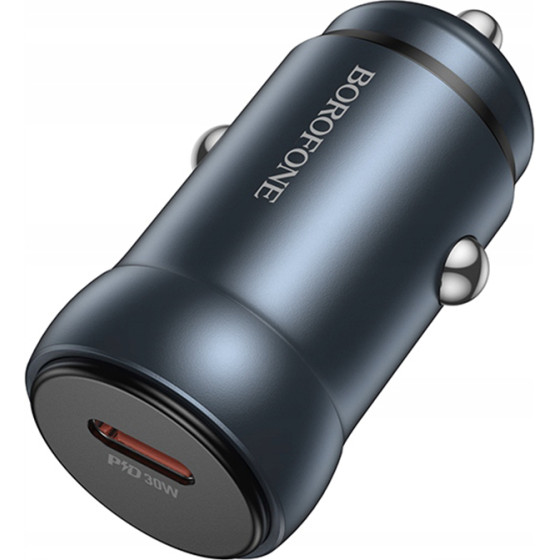 Borofone - Car Charger Fresh (BZ32) - Type-C, Fast Charge, Single Port, 30W (PD/QC/FCP/AFC), For 12-24V - Metal Gray