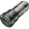 Borofone - Car Charger Journey (BZ25) - USB, Type-C, Fast Charge, Dual Port, PD20W, QC3.0, 38W - Transparent / Black