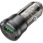 Borofone - Car Charger Journey (BZ25) - USB, Type-C, Fast Charge, Dual Port, PD20W, QC3.0, 38W - Transparent / Black