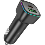 Borofone - Car Charger Trophie (BZ28A) - 1x USB, 1x Type-C, Fast Charge, Dual Port, 30W, LED, For 12-24V - Black