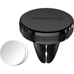 Borofone - Car Holder Air - For Air Vent, Magnetic, Aluminum Alloy + Silicone - Black - (BH8)