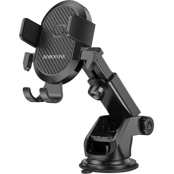Borofone - Car Holder Amazing Bay - With Suction Cup, For Dashboard/Windshield, 4.5-6.5'' Phone - Black - (BH39)