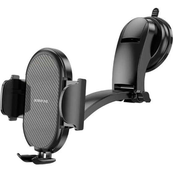 Borofone - Car Holder Charm - With Suction Cup, For Dashboard/Windshield, 360� Adjust, Universal, Telescopic Arm - Black - (BH73)