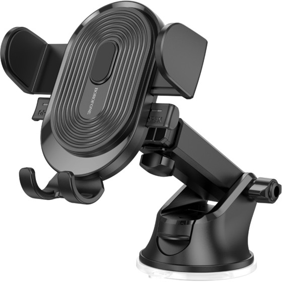Borofone - Car Holder Experience - With Suction Cup, For Dashboard/Windshield, 360� Adjust, Telescopic Arm, 4.7-7'' - Black - (BH85)
