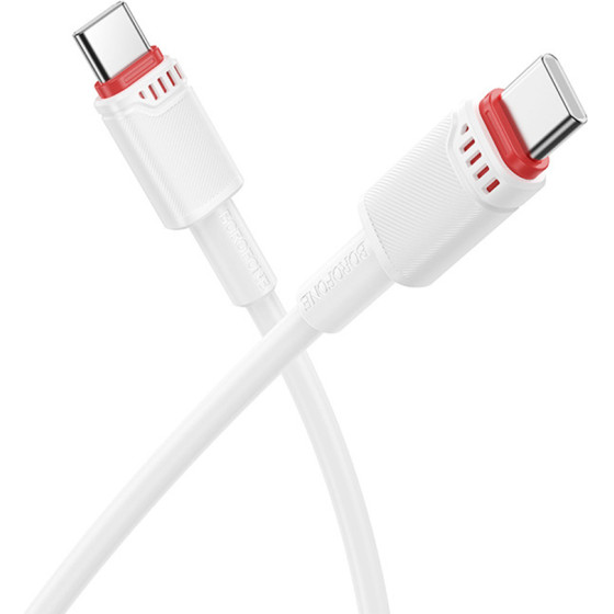 Borofone - Data Cable Beneficio Series (BX110) - Premium Line, Type-C To Type-C, High-quality, Fast Charging, 60W, 1m - White