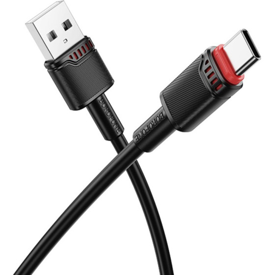 Borofone - Data Cable Beneficio Series (BX110) - Premium Line, Usb To Type-C, High-quality, Fast Charging, 3A, 1m - Black