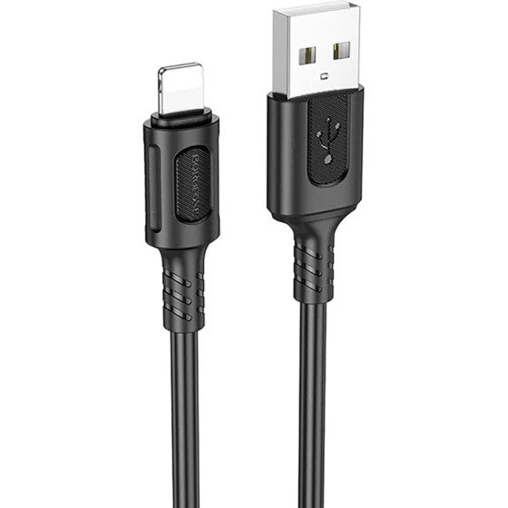 Borofone - Data Cable Feliz Series (BX111) - Usb To Lightning, PVC, Universal, 60W, 2.4A, 1m - Black