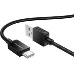 Borofone - Data Cable Placer Series (BX120) - Usb To Type-C, Aluminum Alloy Shell, Nylon Braided Cable, 3A, 1m - Black