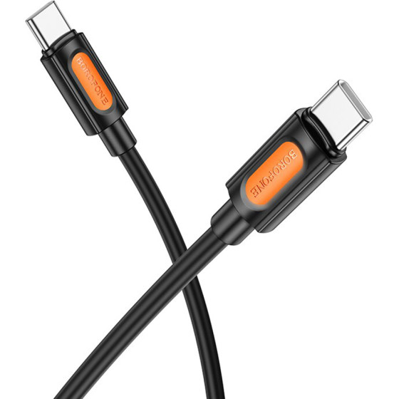 Borofone - Data Cable Silicone Series (BX114) - Type-C To Type-C, Silicone, 60W, 1m - Black