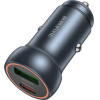 Borofone - Mini Car Charger Fresh (BZ32A) - Type-C, USB, Fast Charge, Dual Port, 30W (PD/QC), Aluminum Alloy - Metal Gray