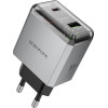 Borofone - Wall Charger Lena (BN20) - Dual Port, USB-C + USB-A, PD35W, QC3.0, Flame-Retardant PC, 5V/3A - Metal Gray