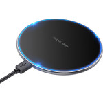 Borofone - Wireless Charger Pro (BQ3) - Type-C Cable Included, 15W, Fast Charging, Aluminum Alloy, Edge Light Design - Black