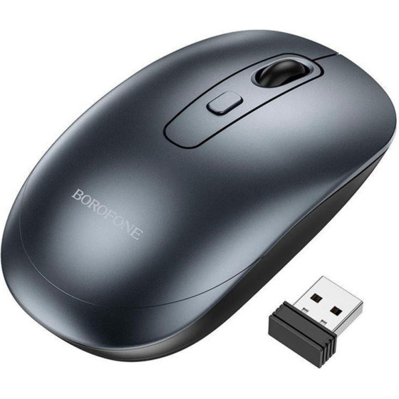 Borofone - Wireless Mouse Winner (BG13) - 2.4Ghz, 1600DPI, Lightweight Design, Ergonomic Design - Black Metal Gray