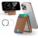 ESR - Classic Magnetic Wallet Stand - With Magnetic Ring, Vegan Leather, Adjustable, 3x Card Slots - Brown - (3C13210300265)
