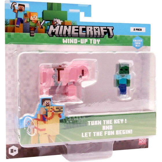 P.M.I. Kids World Minecraft S2 3D WIND-Up Toy - Baby Zombie & Pig - (MC1015D)