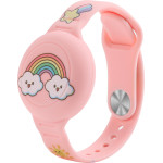 Hurtel Airtag Case Wristband Silicone Wristband For Kids - Pink With Rainbow - (WAT-46RT)