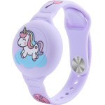Hurtel Airtag Case Wristband Silicone Wristband For Kids - Purple With Unicorn - (WAT-46FJ)