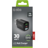 SBS Travel Charger Pd 30W Gan Lcd Black - (ANLCD1USB1C30W)