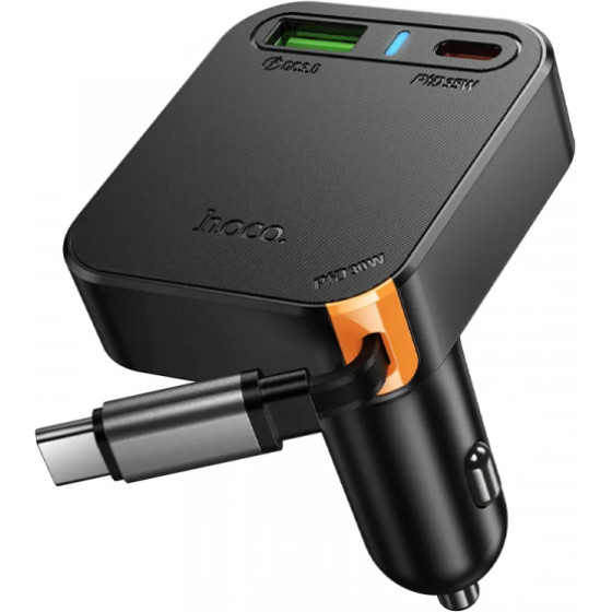 Hoco Wall Charger NZ18, 65W, 3A, 1 x USB-A - 1 x USB-C, With USB-C Cable, Black