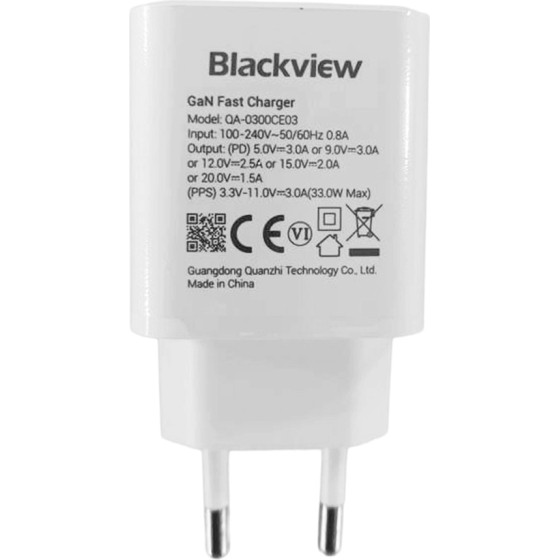 BlackView TYPE-C Gan Power Adapter 30/33W White Oem - (BV-PA-30/33W)