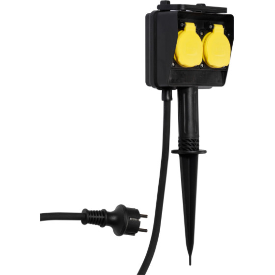 Vivanco 2WAy Outdoor (2 X Schuko) ��������� With Ground Spike 3m Black - (DOUBSOCGARDE)