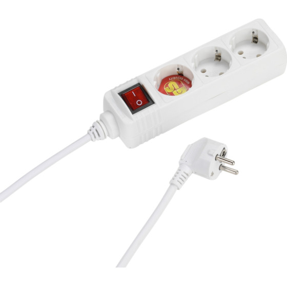 Vivanco 3WAy (3 X Schuko) With Switch ��������� 1.4m White - (VVELSTR3SCHSWW)