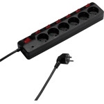 Vivanco 6WAy (6XSchuko) With 7 Switches ��������� 1.8m Black - (VVELSTR6SCH7SW)
