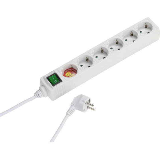 Vivanco 6WAy (6XSchuko) With Shutter ��������� 1.4m White - (VVELSTR6SCHSWW)