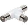 Vivanco Aerial Splitter Coax Socket Adapter 2 Way 2 Male 1 Female - (VANCONCOAX2M1F)