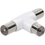 Vivanco Aerial Splitter Coax Socket Adapter 2 Way 2 Male 1 Female - (VANCONCOAX2M1F)