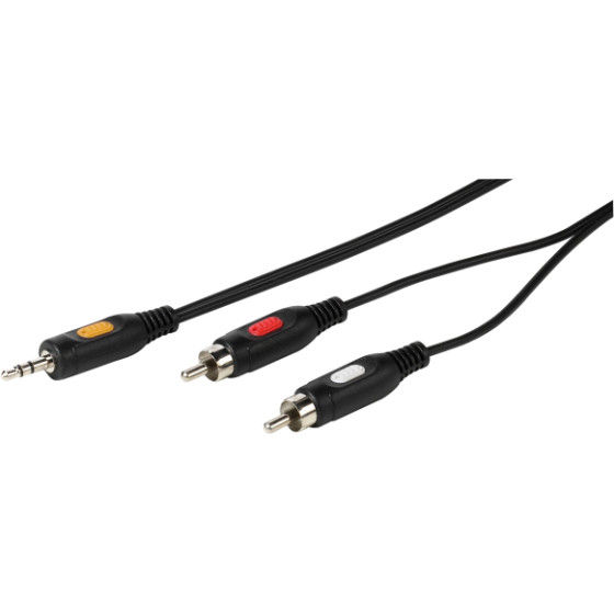 Vivanco Audio Connection 3.5mm Jack Cable To 2x Rca 2.5m Black - (VVAJACK2RCA25M)