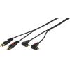 Vivanco Audio Connection Gold Platted Cable 2x Rca To 2x Angled Rca 1.5m Black - (VVACAB2RCAMM90)