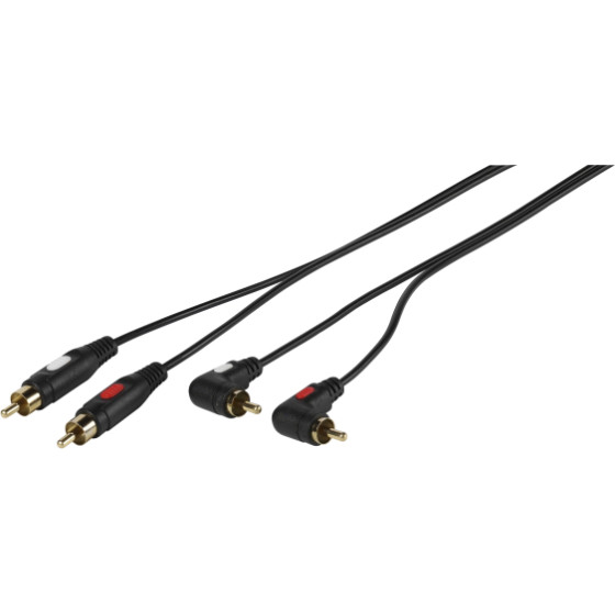 Vivanco Audio Connection Gold Platted Cable 2x Rca To 2x Angled Rca 1.5m Black - (VVACAB2RCAMM90)