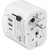 Gembird Grounded Universal Travel Power adapter, 15 W, White - (TPA-EU2A1C15-01-W)