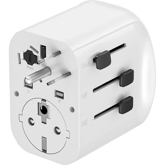 Gembird Grounded Universal Travel Power adapter, 15 W, White - (TPA-EU2A1C15-01-W)