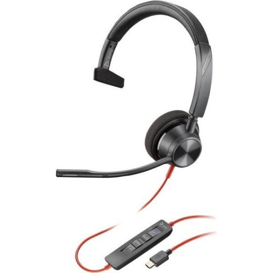 HP - Inc Poly Blackwire 3310 Headset Monaural Microsoft Teams Certified USB-C +USB-C/A Adapter - (8X216AA)
