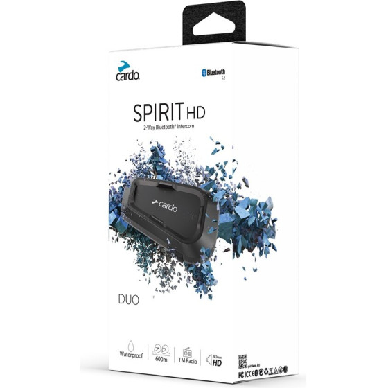 cardo Spirit Hd Duo Motorcycle Intercom 2 Channels 600 m Black - (SPRT0102)