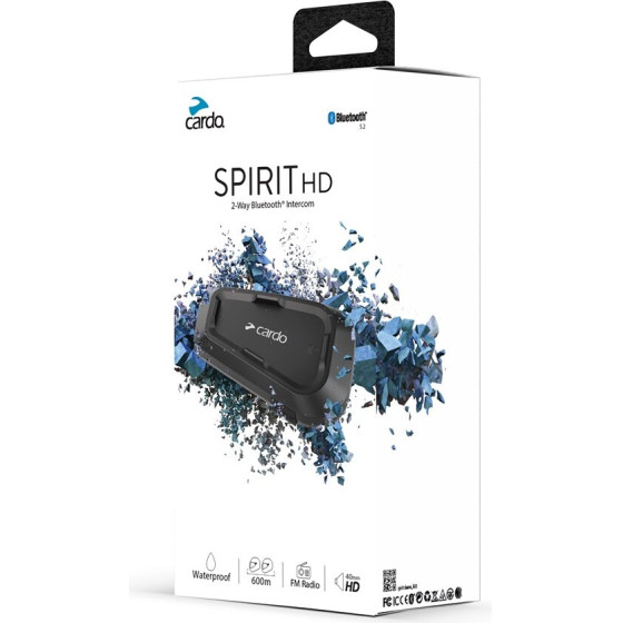 cardo Spirit Hd Motorcycle Intercom 2 Channels 600 m Black - (SPRT0002)