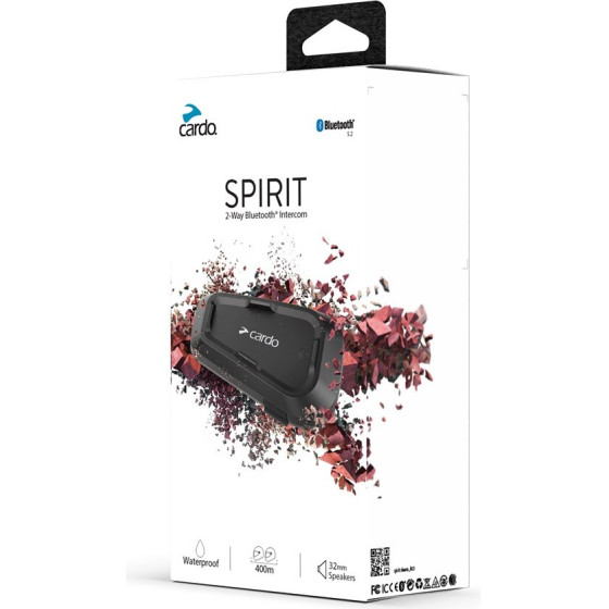 cardo Spirit Motorcycle Intercom 2 Channels 400 m Black - (SPRT0001)