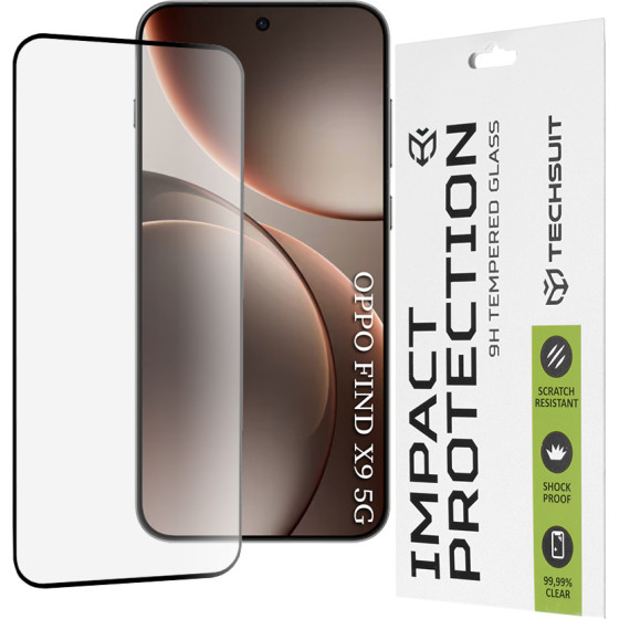 Techsuit - 111D Full Cover / Full Glue Glass - Oppo Find X9 - Black