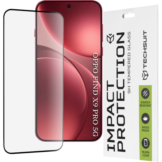 Techsuit - 111D Full Cover / Full Glue Glass - Oppo Find X9 Pro - Black