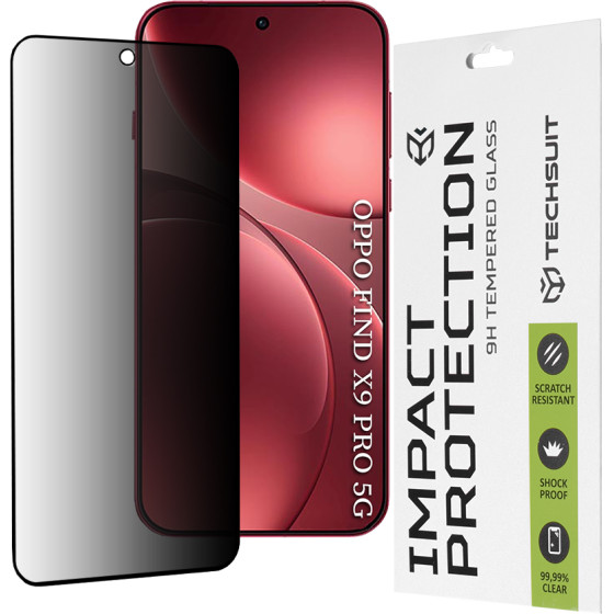 Techsuit - 111D Privacy Full Glue - Oppo Find X9 Pro - Black