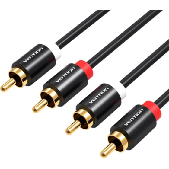 Vention 2RCa Male To Male Audio Cable 3M Black Metal Type - (VAB-R06-B300)